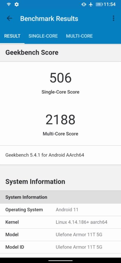 ulefone armor 11T 5G Screenshot geekbench5