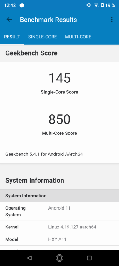 Screenshot Umidigi A11 Geekbench