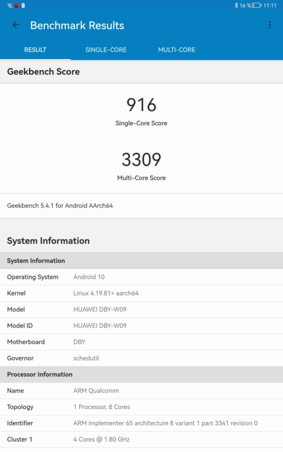 huawei matepad 11 stylus benchmark geekbench