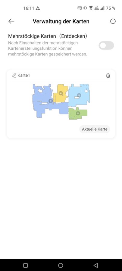 Dreame D9 Max Test Screenshot Kartenverwaltung