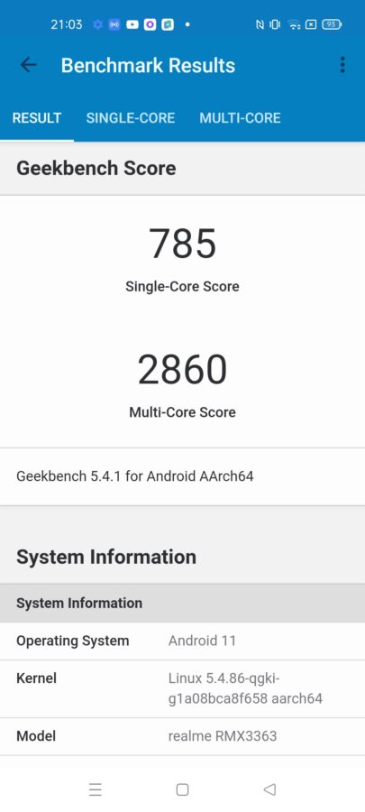 realme gt master edition geekbench