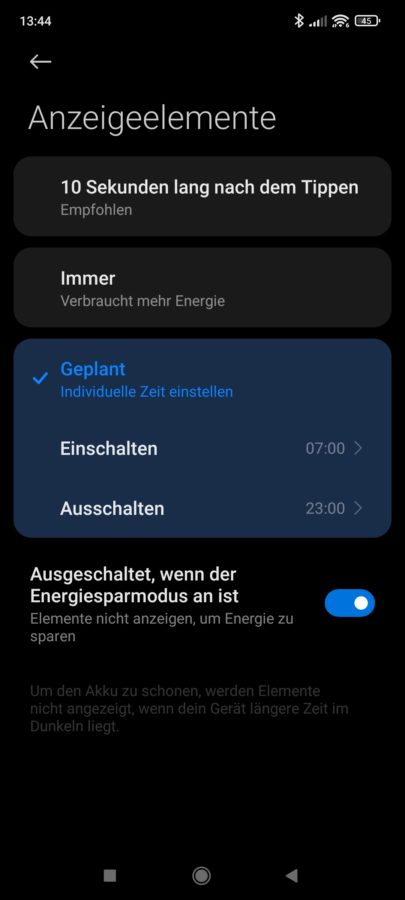 Displayeinstellungen Xiaomi 11T 2