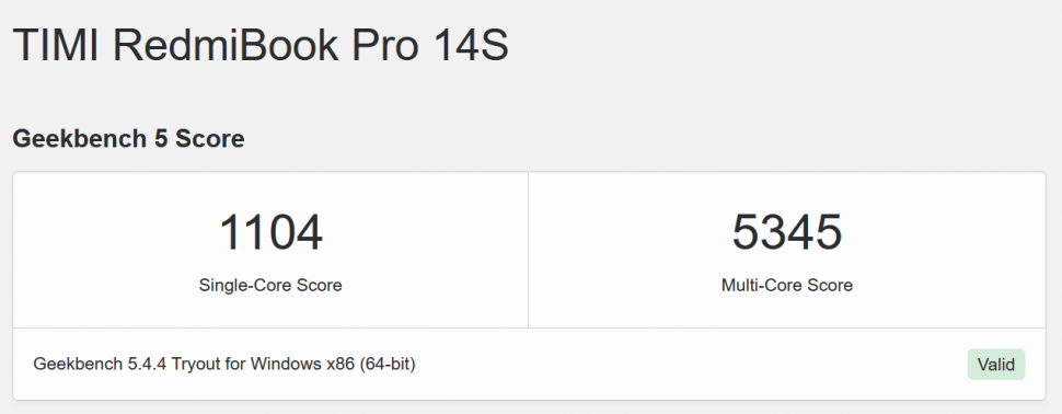 Redmibook Pro 14 Ryzen Edition geekbench