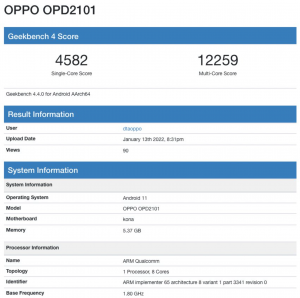 Oppo Pad Geekbench