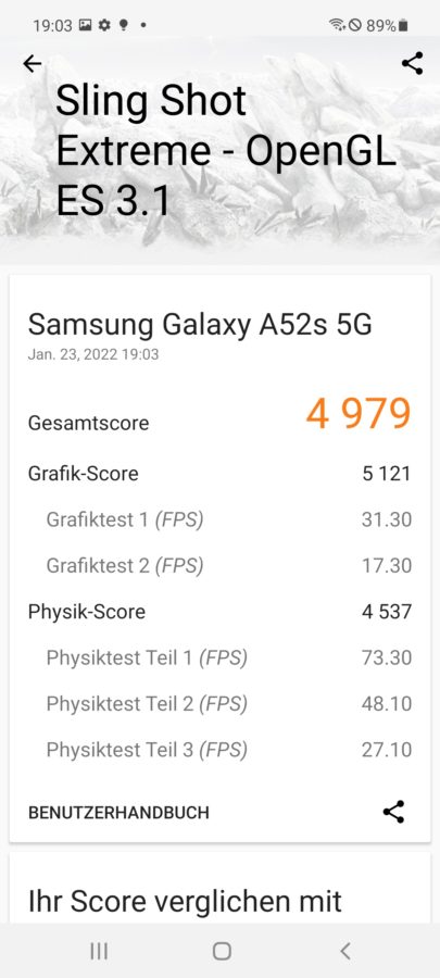 Samsung Galaxy a52s 5g 2 3DMark slingshot extreme