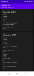 ulefone note 13p widevine