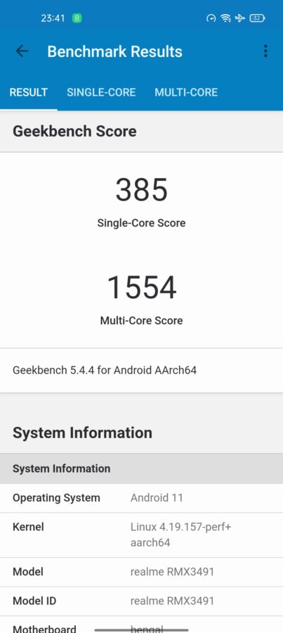 Realme 9i Test Screenshot Geekbench