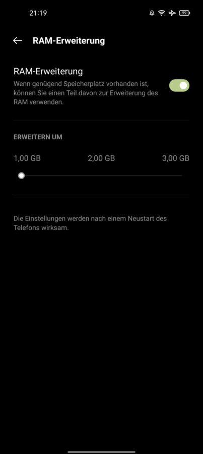 Realme 9i Test Screenshot RAM Erweiterung