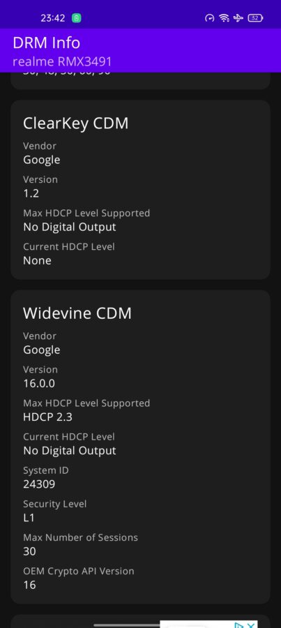 Realme 9i Test Screenshot Widevine