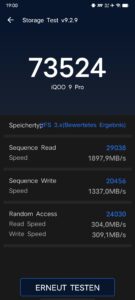 Vivo IQOO 9 Pro Test Screenshot Speicher Bench