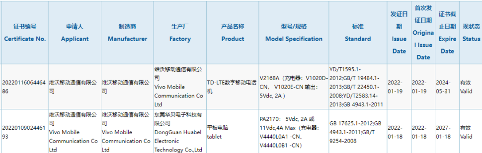 Vivo Tablet 44 Watt Charger