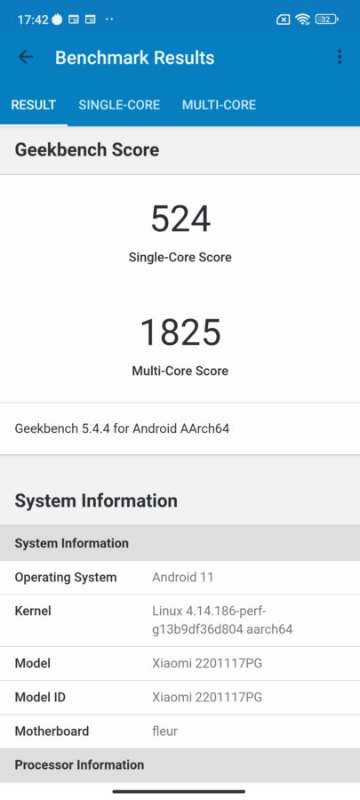 screenshot poco m4pro  benchmark geekbench