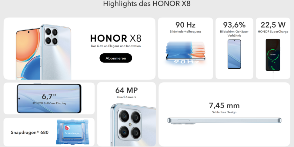 Honor X8 Specs