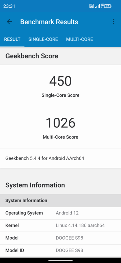 doogee s98 geekbench