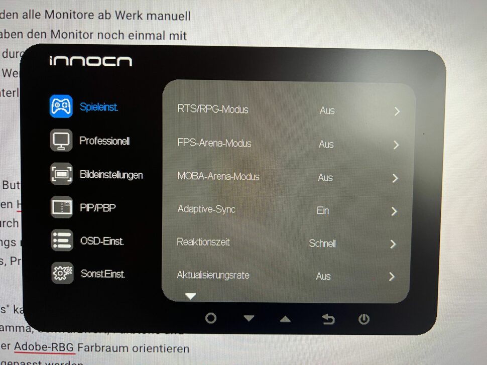 Innocn 40C1R OSD Menu 1