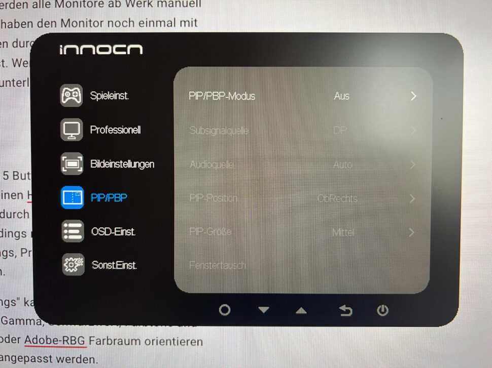 Innocn 40C1R OSD Menu 4