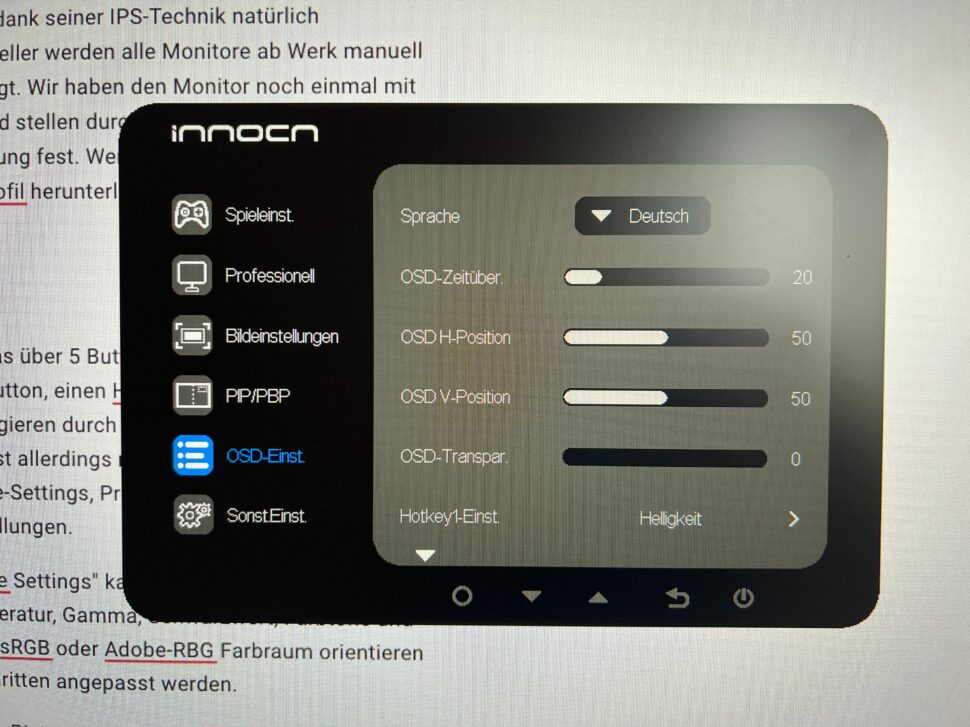 Innocn 40C1R OSD Menu 5