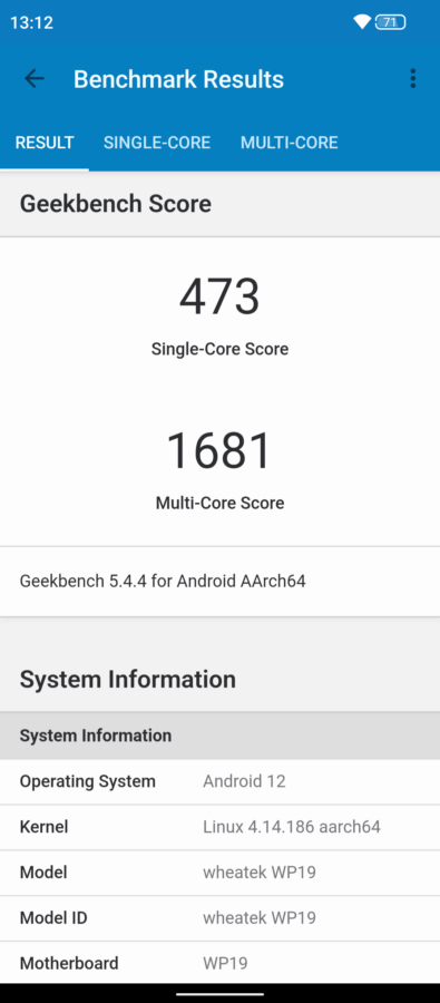 oukitel wp19 geekbench