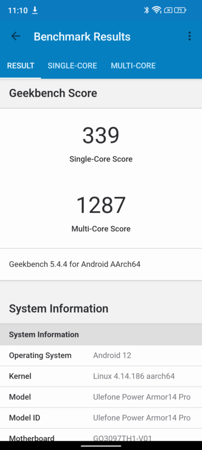 ulefone armor power 14 pro geekbench