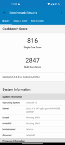 Nothing Phone 1 Test Screenshot Geekbench