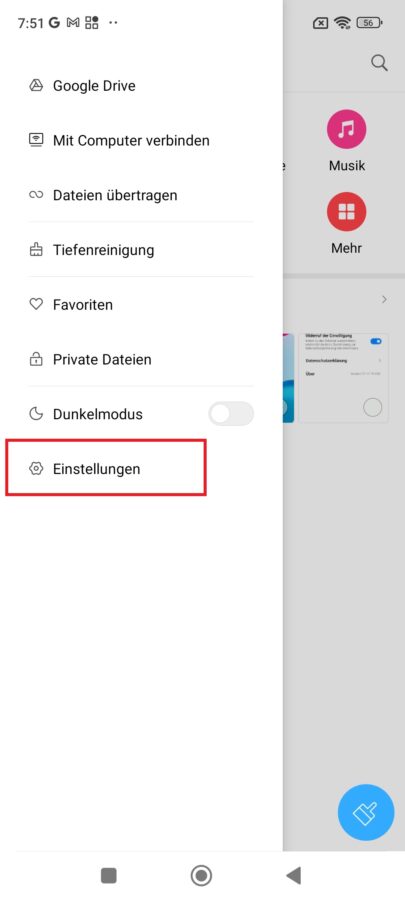 Dateinmanager MIUi Werbung aus 3