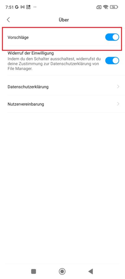 Dateinmanager MIUi Werbung aus 5