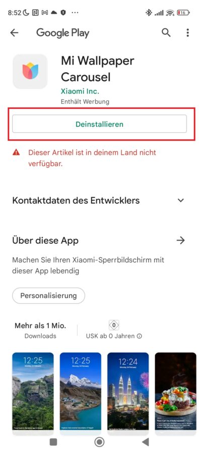 Hintergrund Karussell deaktivieren MIUI 13 1 1