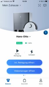 Startansicht ECOVACS App Deebot X1