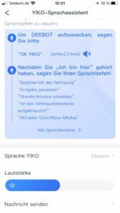 YIKO Sprachassistent Ecovacs App