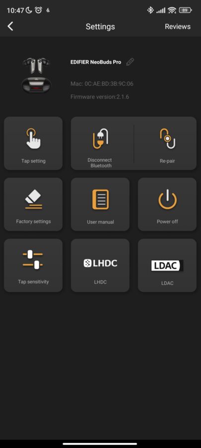 Edifier Neo Buds Pro Test App Function 2