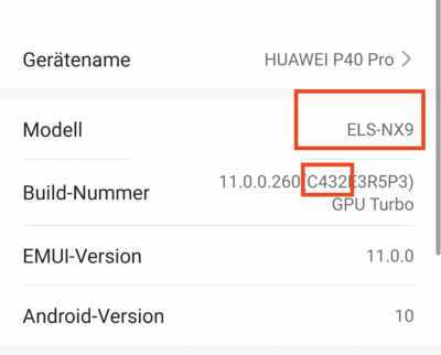 huawei version and device