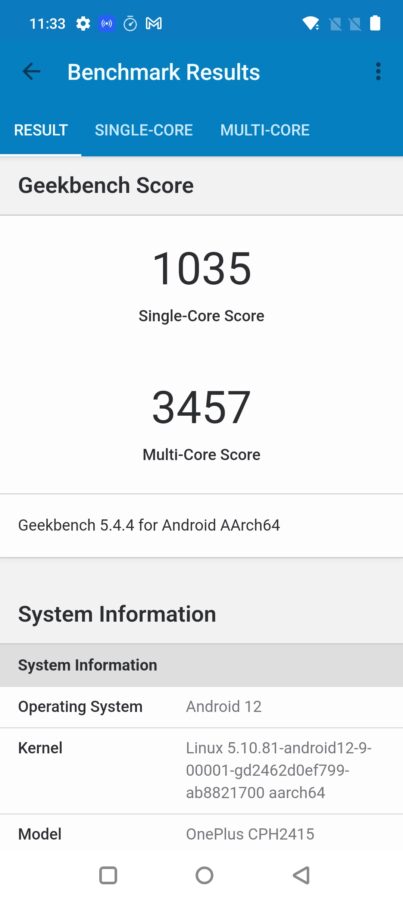 OnePlus 10T geekbench