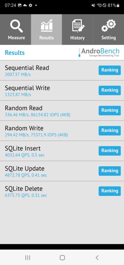 Samsung Galaxy S22 ultra Benchmarks Test 3