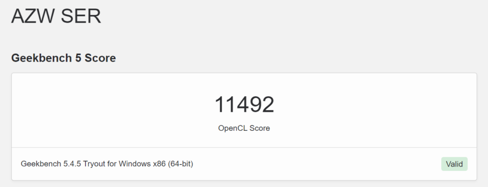 Grafiktest Beelink SER5 Geekbench 5 CL