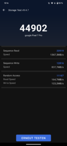 Google Pixel 7 Pro Test Screenshot Speicher