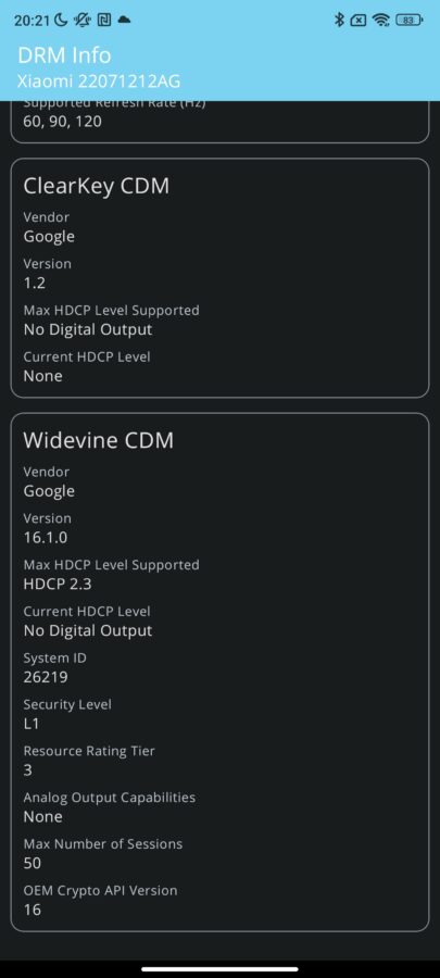 Xiaomi 12T Screenshot DRMInfo