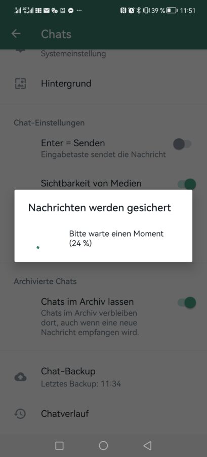 Whatsapp lokales Backup erstellen 1