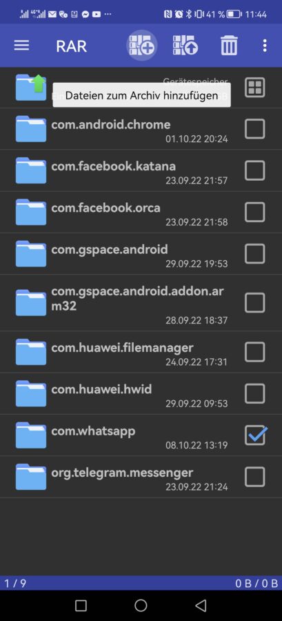 Winrar Whatsapp Ordner archivieren6