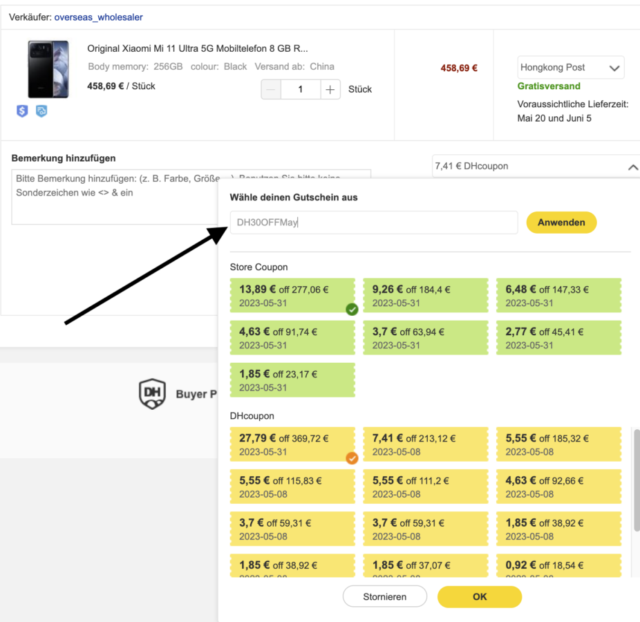 DHGate Gutschein Xiaomi 1