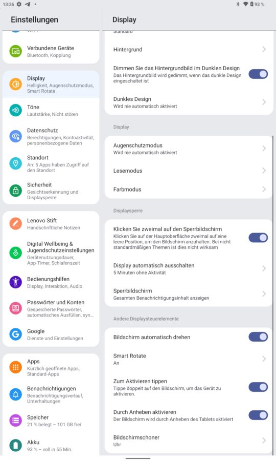 Lenovo Tab M10 Plus Gen 3 Displaysettings 2