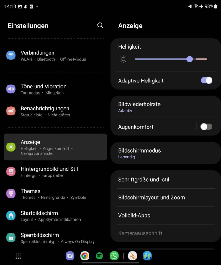 Samsung Galaxy Z Fold 4 Anzeigeeinstellungen 1