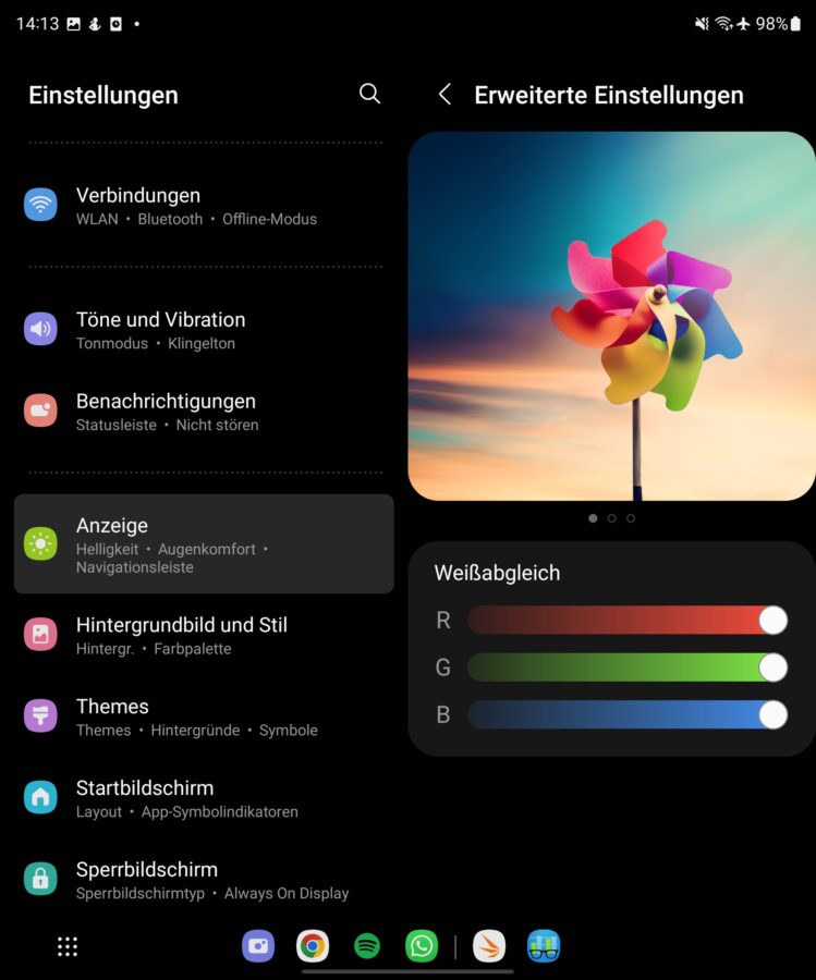 Samsung Galaxy Z Fold 4 Anzeigeeinstellungen 2