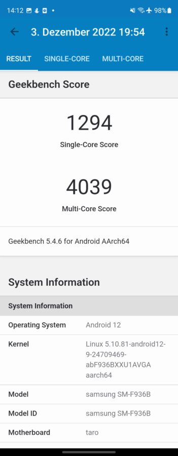 Samsung Galaxy Z Fold 4 Benchmark 3