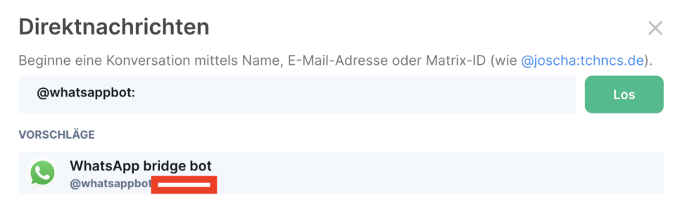 whatsappbot kontakt matrix