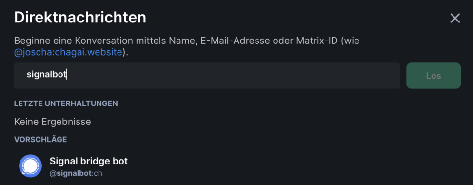 Signalbot Direktnachricht hinzufuegen