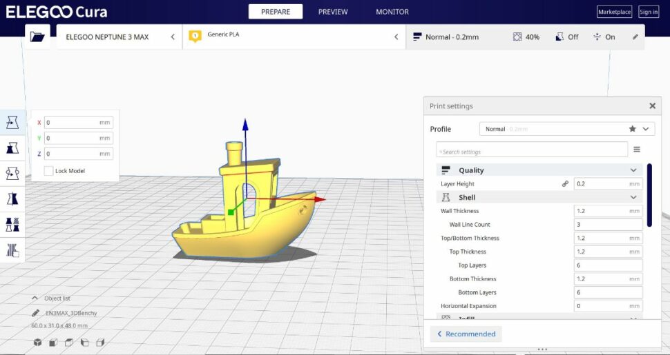 Elegoo Cura Neptune 3