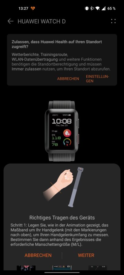 Huawei Watch D Test Screenshots App Einrichtung 3