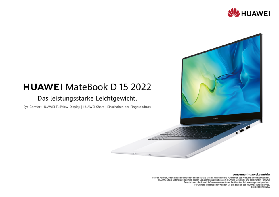 HUAWEI MateBook D 15 2022 Mystic Silver Querformat