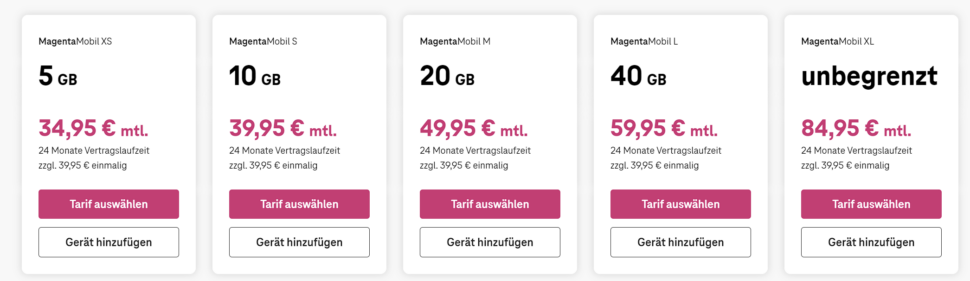 Telekom aktuelle Handytarife