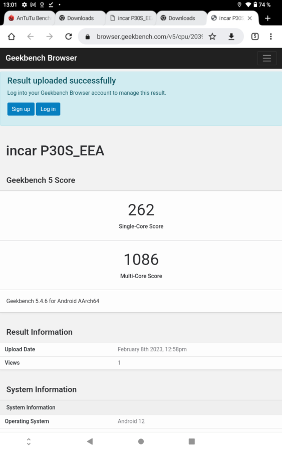 Teclast P30S geekbench 5